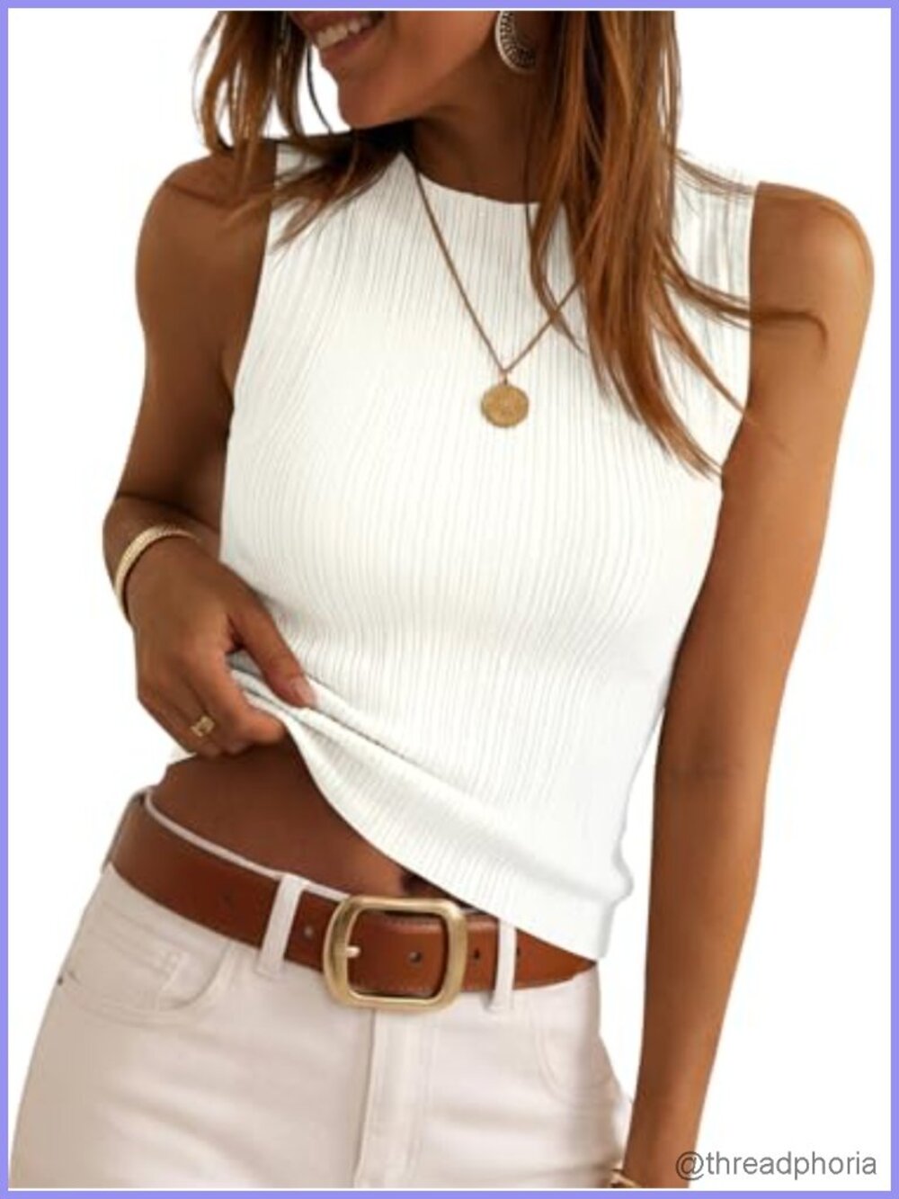 Womens Sleeveless Sweater Vest Crew Neck Ribbed Knit Slim Fitted Tank Top